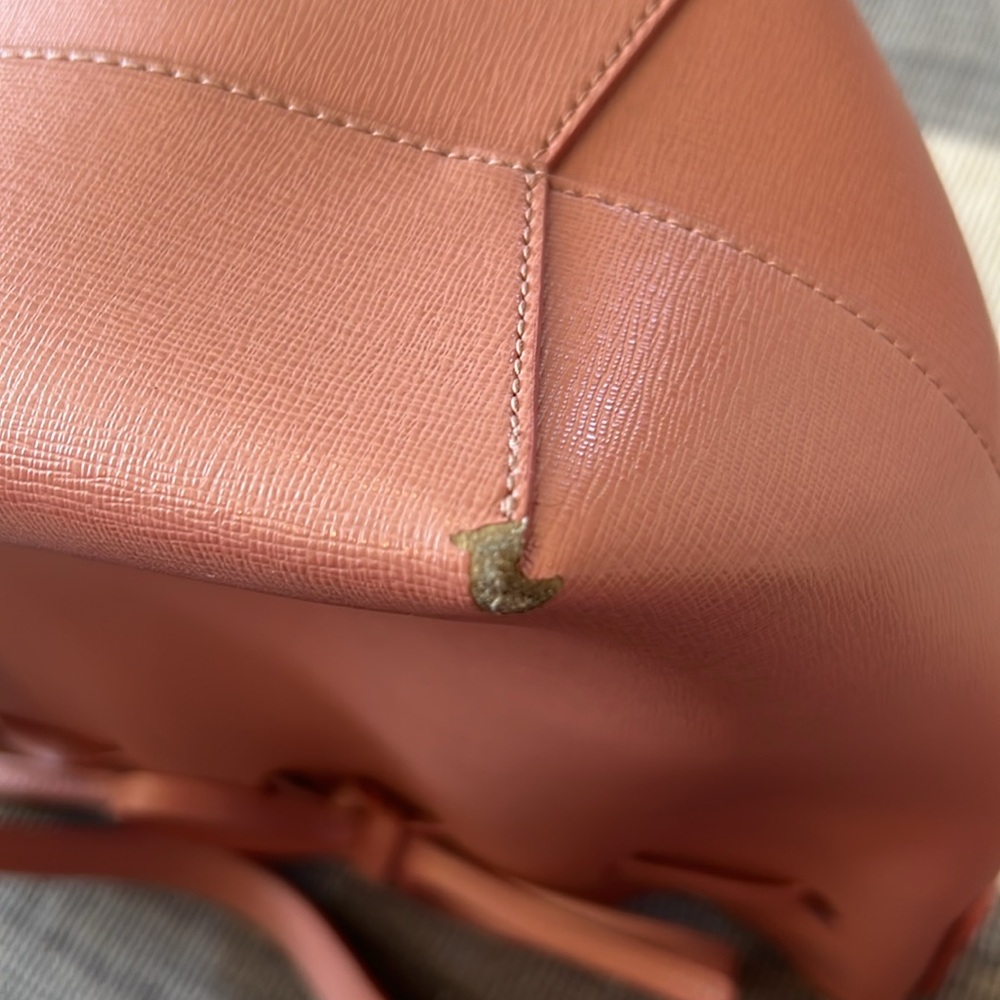 Mansur Gavriel Dusty Rose Leather Bucket Crossbody Bag - Picture 8 of 9